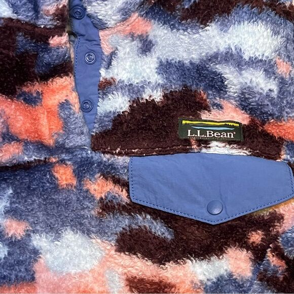 L.L. Bean Camouflage Fleece Pullover Pink Blue Maroon Size Small - Picture 4 of 7